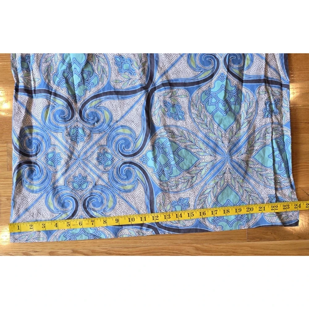 Pottery Barn Alina Moroccan Tile King Shams 2 Aqua Blue Organic Cotton Medallion